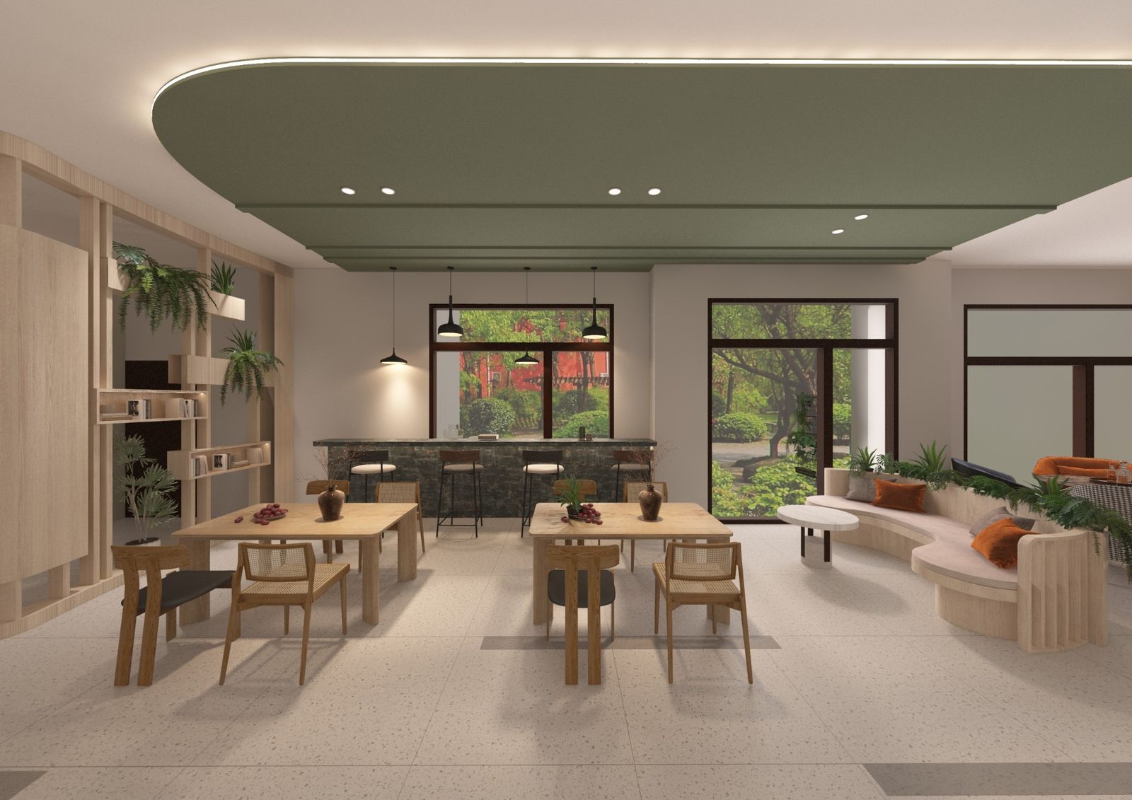 餐敘閱讀區 3D公設示意圖